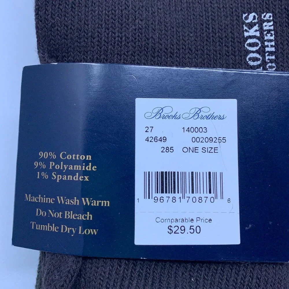 Brooks Brothers Mens One Size Brown Green Ribbed Cotton Blend Dress Socks 2-Pack